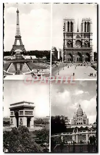 Paris Ansichtskarte AK La Tour Eiffel Notre Dame L&#39Arc de triomphe le Sacre Coeur