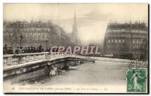 Paris Cartes postales Inondations de janvier 1910 Le pont de l&#39Alma