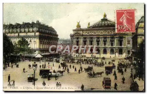 Paris Cartes postales L opera Le grand hotel et le cafe de la Paix