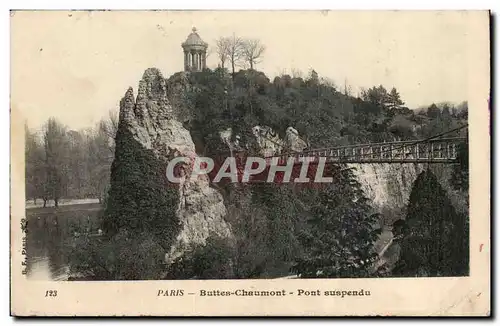 Paris Ansichtskarte AK Buttes Chaumont Pont suspendu