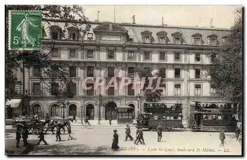 Paris Ansichtskarte AK Lycee St Louis boulevard St michel (tramways)