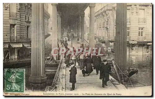 Paris Cartes postales Inondation de janvier 1910 Pont de Bateaux du quai de Passy