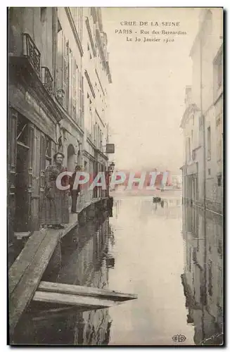 Paris Cartes postales Crue de la Seine Rue des Bernardins Le 30 janvier 1910