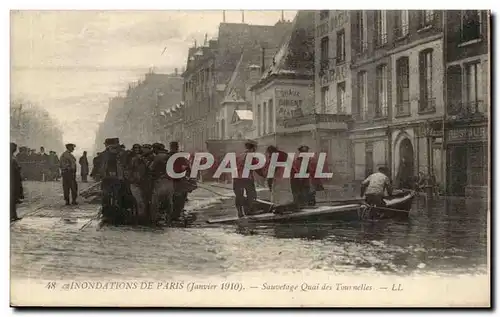 Paris Ansichtskarte AK Cliche du 28 janvier 1910 SAuvetage Quai des Tournelles