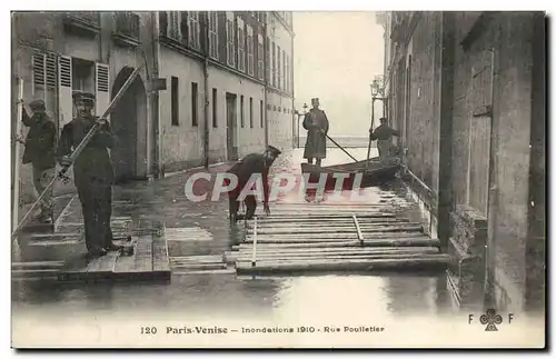 Paris VEnise Cartes postales Inondations 1910 Rue Poulletier