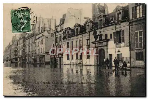 Paris VEnise Cartes postales Inondations 1910 Quai de la Tournelle (pharmacie centrale des Hopitaux de Paris)