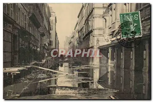 Paris VEnise Cartes postales Inondations 1910 rue du bac a hauteur des Magasins du petit Saint Thomas