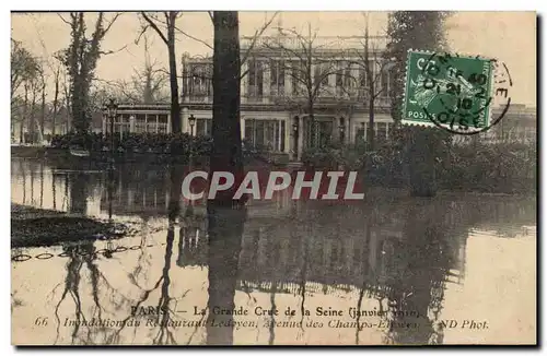 Paris Cartes postales Inondations 1910 La grande crue de la SEine Inondations du restaurant Ledoyen Avenue des c