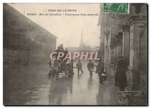 Paris Cartes postales Inondations 1910 Rue du Chevaleret Construction d'une passerelle
