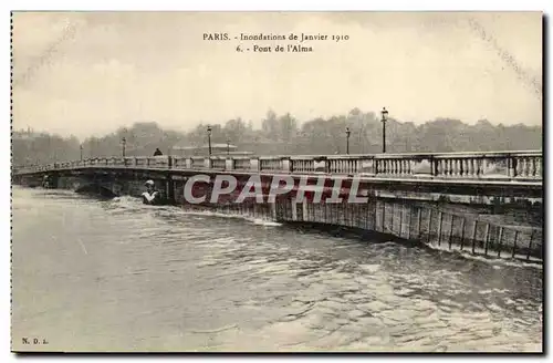 Paris Cartes postales Inondations 1910 Pont de l&#39Alma