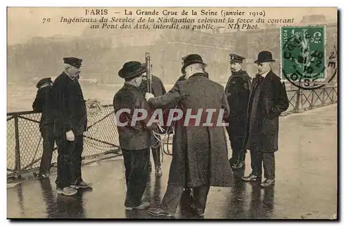 Paris Cartes postales Inondations 1910 Ingenieurs du service de la Navigation Pont des arts TOP