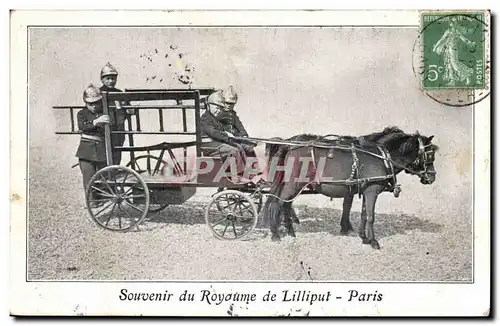 Paris Cartes postales souvenir du royaume de Lilliput Paris (sapeurs pompiers nains dwarfs)