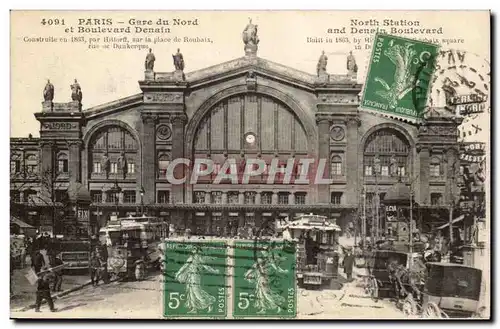 Paris Cartes postales Gare du Nord et boulevard Denain