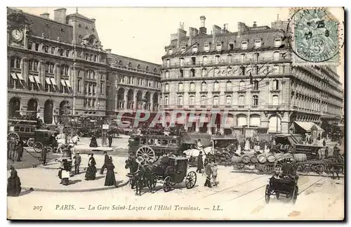 Paris Cartes postales La gare Saint Lazare et l&#39hotel Terminus