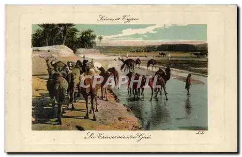 Algerie Cartes postales Scenes et types La traversee du gue (camel chameaux)