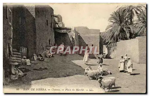 Algerie Cartes postales Environs de Biskra Chetma Place du marche (moutons)