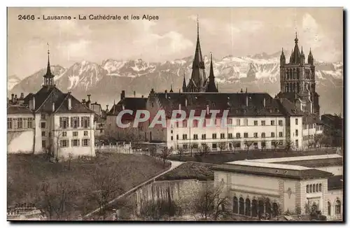 Suisse Lausanne Ansichtskarte AK La cathedrale et les Alpes