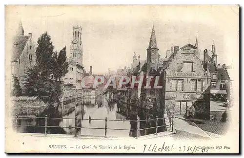 Belgie Belgique Bruges Cartes postales Le quai du rosaire et le beffroi