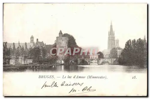 Belgie Belgique Bruges Ansichtskarte AK Le lac d&#39amour (Minnewater)