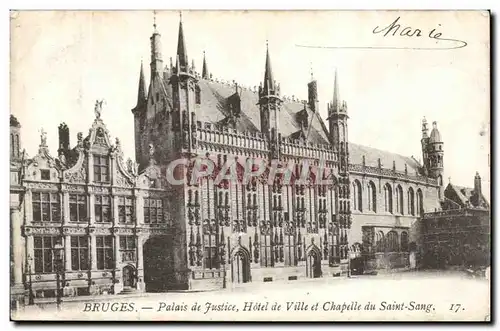 Belgie Belgique Bruges Ansichtskarte AK Palais de justice Hotel de ville et chapelle du Saint sang