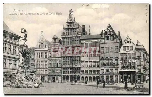 Belgie Belgique Anvers Cartes postales Maison des corporations 16 et 17eme