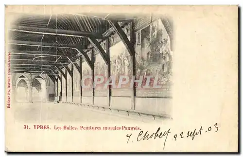 Belgie Belgique Ypres Cartes postales Les halles Peintures murales Pauwels