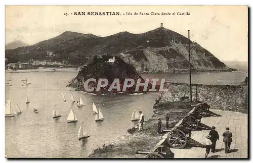 Spain Espana Espagne San Sebastian Ansichtskarte AK ISla de Santa Clara desde el CAstillo