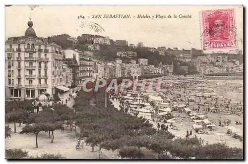 Espagne Ansichtskarte AK San Sebastian Hoteles y Playa de la Concha