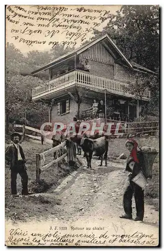 Suisse Cartes postales Retour au chalet (folklore vaches)