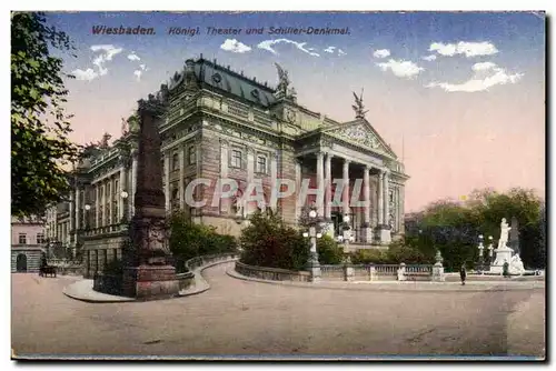 Wiesbaden Cartes postales Theater und schiller Denkmal