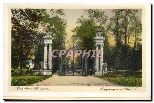 Ansichtskarte AK Postdam Sanssouci Eingang am obelisk