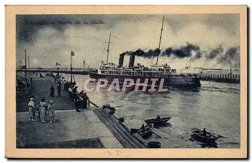 Belgique - Belgien - Ostende - Oostende - Sortie de la Malle - steamer - bateau - Cartes postales