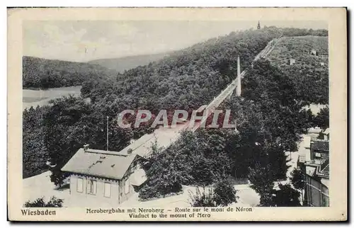 Cartes postales Wiesbaden Nerobergbahn mit Neroberg Route sur le Mont de Neron