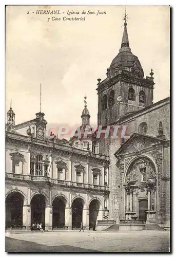 Espagne Espana Spain Hernani Ansichtskarte AK Iglesia de San Juan y casa consistorial