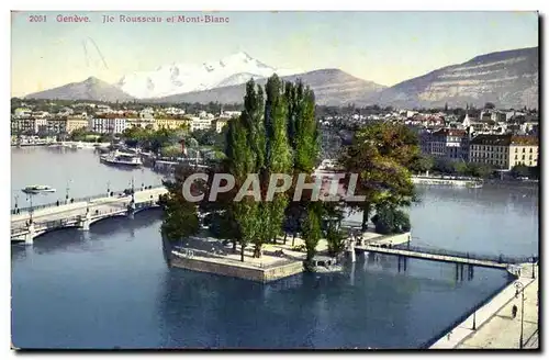 Suisse - Schweiz - Geneve - Ile Rousseau et Mont Blanc - Ansichtskarte AK