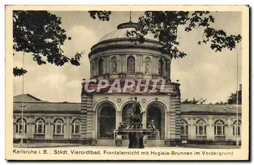 Allemagne Cartes postales Karlsruhe Stadt Vierordtbad Frontalansicht mit Hygieia Brunen im Vordergrund