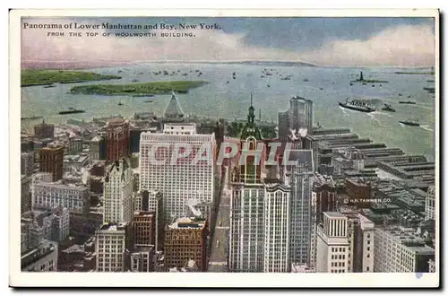 Etats unis Cartes postales Panorama of lower Manhattan and Bay New York Woolworth building