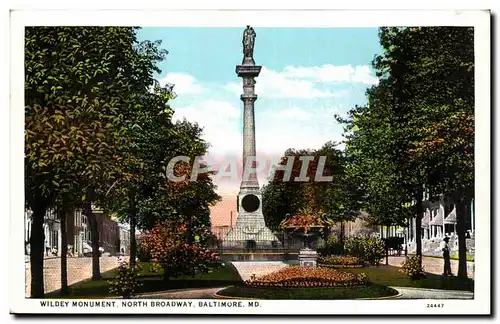 Etats unis Cartes postales Wildey Monument North Broadway Baltimore MD