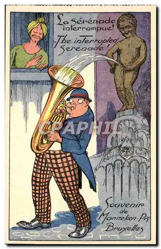 Belgie Belgique Cartes postales Manekken Pis La serenade interrompue (cor tuba musique)