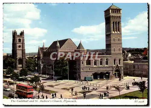 Grande Bretagne Cartes postales moderne the guildhall and St Andrew&#39s church Plymouth