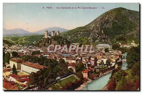 Foix Cartes postales Vue generale et le pic Saint Sauveur