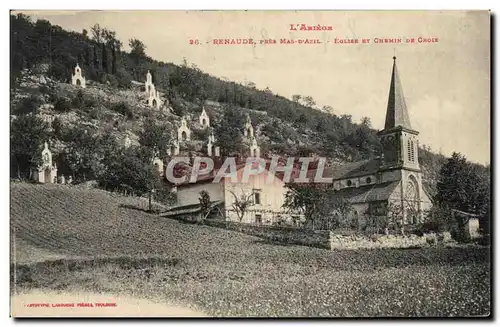 Cartes postales Renaude pres mas d&#39Azil Eglise et Chemin de CRoix
