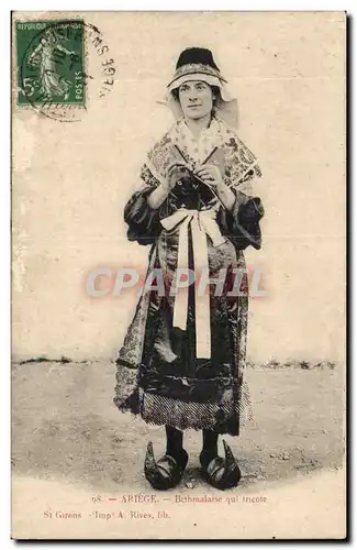 Ariege Cartes postales Bethmalaise qui tricote (folklore costume) TOP
