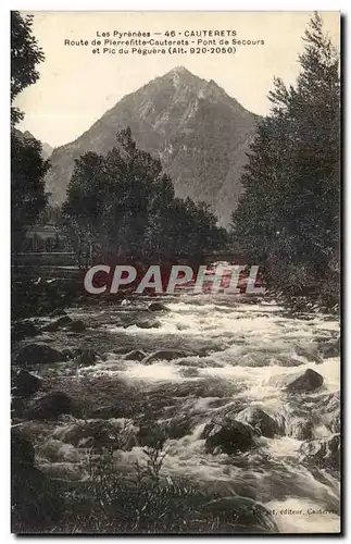 Cartes postales Cauterets Route de Pierefitte Cauterets Pont de secours et pic du peguere