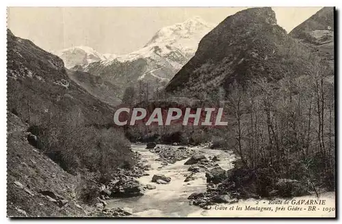 Cartes postales Route de Gavarnie Le Gave et les montagnes pres Gedre