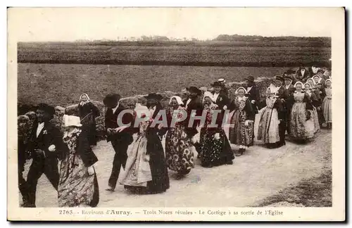 Environs de Sainte Anne d'Auray Cartes postales TRois noces reunies le cortege a la sortie de l'eglise