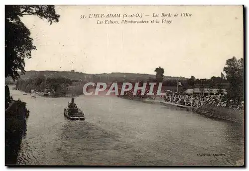 L&#39isle Adam Ansichtskarte AK les bords de l&#39oise Les ecluses l&#39embarcadere et la plage