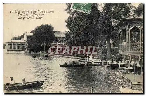 Enghien les Bains Cartes postales Casino et pavillon chinois du lac Je pense a vous