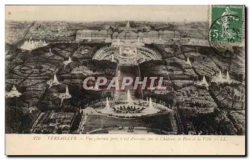 Versailles Cartes postales Vue generale prise a vol d&#39oiseau sur le chateau le parc et la ville