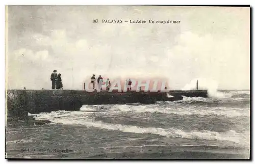 Environs de Montpellier Palavas les Flots Ansichtskarte AK La jetee Un coup de mer